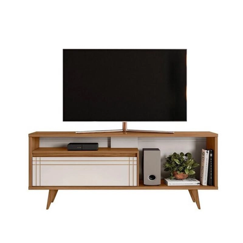 Rack Bancada Nt 1315 Para Tv De Até 60 Polegadas 1 Porta Báscula Frisada C/ 4 Pés Retrô - Alt.: 0,66cm Larg.: 163cm Prof.: 38cm. - 6