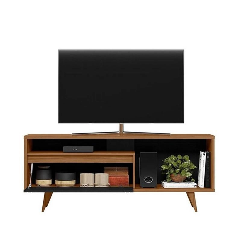 Rack Bancada Nt 1315 Para Tv De Até 60 Polegadas 1 Porta Báscula Frisada C/ 4 Pés Retrô - Alt.: 0,66cm Larg.: 163cm Prof.: 38cm. - 2