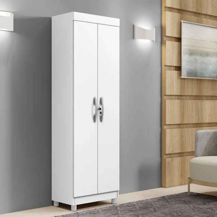 Armário Multiuso Roma Com 2 Portas C/ Chave E 4 Prateleiras - Alt.: 191cm Larg.: 60,4cm Prof.: 35cm. - 7