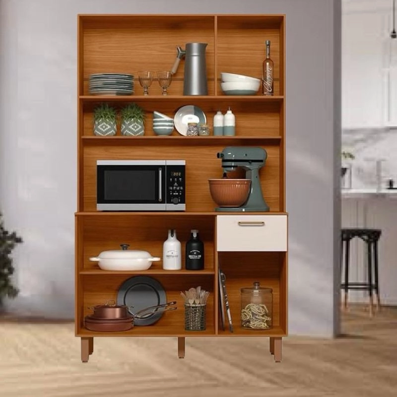 Cozinha Compacta Livia 6 Portas 3 Ripadas Graficamente 1 Gaveta Puxadores Metalizados 5 Pés Reguláveis - Alt.: 188cm Larg.: 110cm Prof.: 35cm. - 3