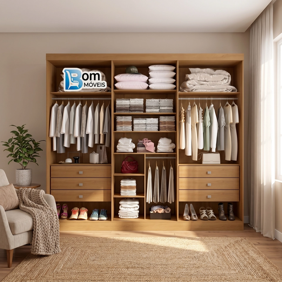 Guarda Roupa Da Vinci 6 Portas 6 Gavetas Puxadores De Mdf - Alt.: 230cm - Larg.: 275cm - Prof.: 57cm. - 5