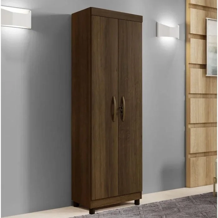 Armário Multiuso Roma Com 2 Portas C/ Chave E 4 Prateleiras - Alt.: 191cm Larg.: 60,4cm Prof.: 35cm.