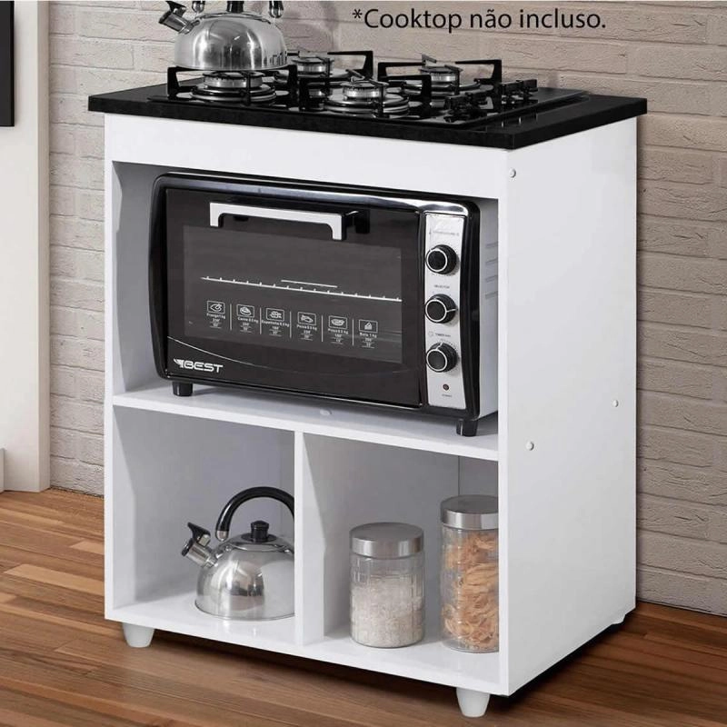 Balcão Cooktop 4 Bocas Salvia C/ Espaço P/ Micro-ondas E 1 Gaveta - Alt.: 92cm Larg.: 74cm Prof.: 49cm. - 3