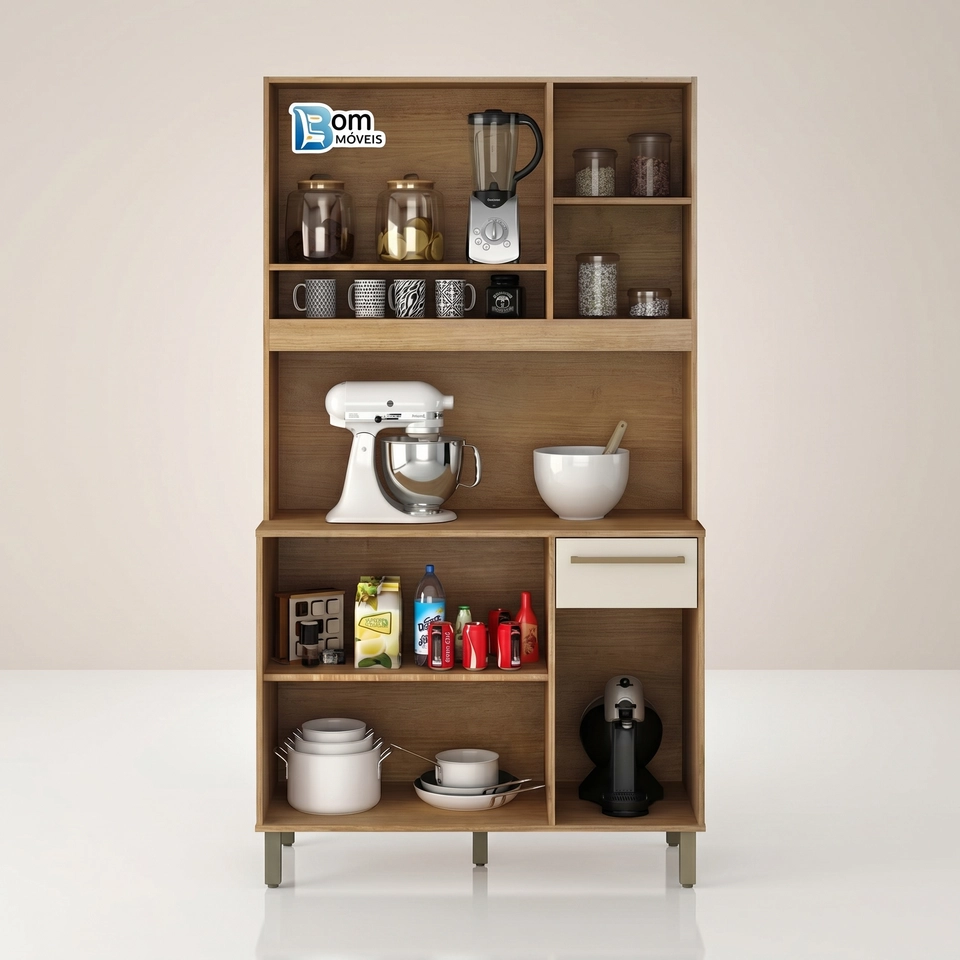 Cozinha Compacta Ametista 5 Portas 1 Gaveta 5 Pés Reguláveis - Alt.: 200cm - Larg.: 110cm - Prof.: 45cm  - 3