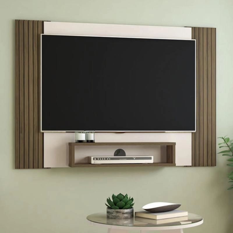 Painel Cine C/ Laterais Ripada Graficamente E 1 Nicho Inferior - Alt.: 80cm Larg.: 120cm Prof.: 23cm. 