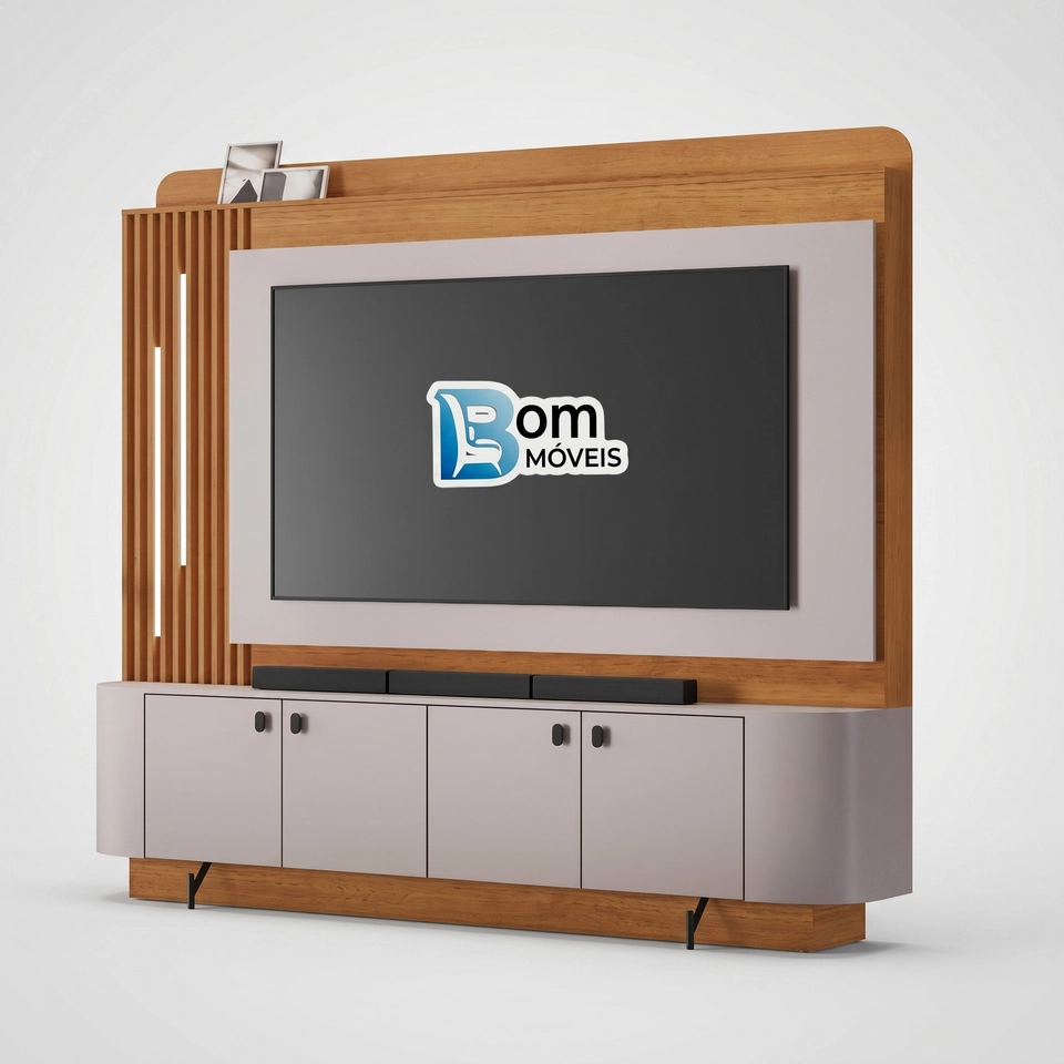 Home Dominus Lateral Ripada C/ Led C/ 4 Portas - Alt.: 204cm Larg.: 182cm -Prof.: 40cm - 2