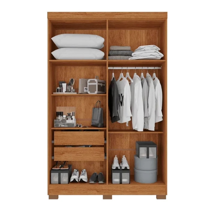 Guarda Roupa Recife 4 Portas 2 Gavetas Internas Puxadores Mdf 6 Pés - Alt.: 205cm Larg.: 121cm Prof.: 47cm. - 4
