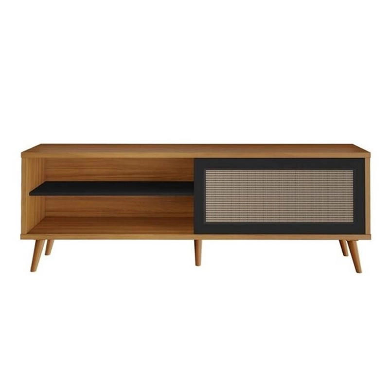 Rack Nt 1175 P/ Tv De Até 60 Polegadas C/ 1 Porta Deslizante 4 Divisões 5 Pés Palitos De Madeira - Alt.: 57cm Larg.: 163cm Prof.: 38cm.  - 2