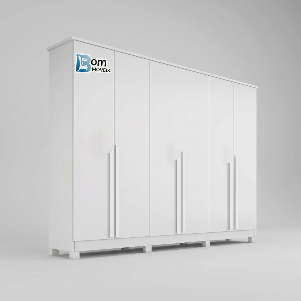 Guarda Roupa Bianca 6 Portas 6 Gavetas Internas Puxadores De Mdf 8 Pés - Alt.: 220cm - Larg.: 230cm - Prof.: 47cm. - 5