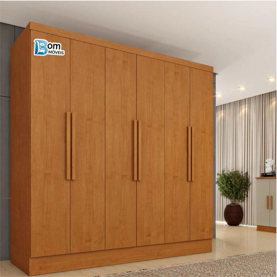 Guarda Roupa Bariloche 6 Portas 4 Gavetas Internas 6 Prateleiras - Alt.: 204cm - Larg.: 180cm - Prof.: 46cm. - 4