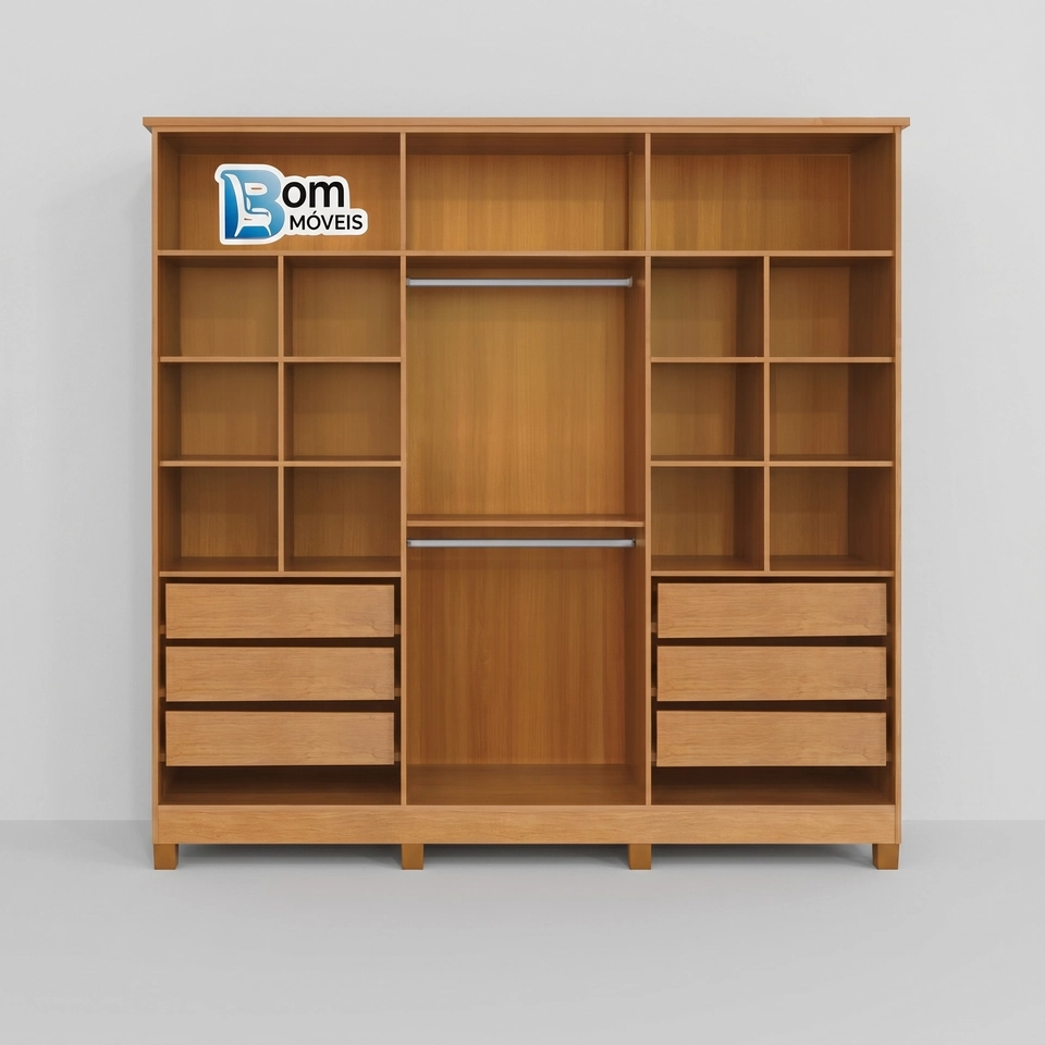 Guarda Roupa Bianca 6 Portas 6 Gavetas Internas Puxadores De Mdf 8 Pés - Alt.: 220cm - Larg.: 230cm - Prof.: 47cm. - 2