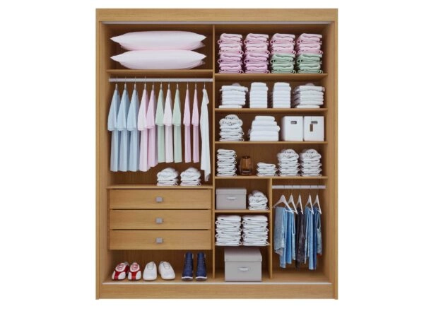 Guarda Roupa Atenas 2 Portas Deslizantes C/ Espelho 3 Gavetas 8 Prateleiras - Alt.: 230cm Larg.: 185cm Prof.: 62cm. - 2