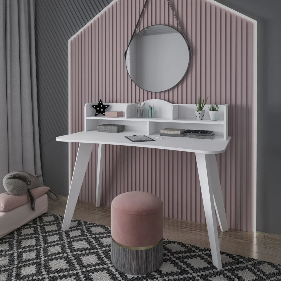 Escrivaninha Sofia C/ 3 Divisória 4 Pés MDF Usinados - Alt.: 99cm Larg.: 120cm Prof.: 60cm. - 4