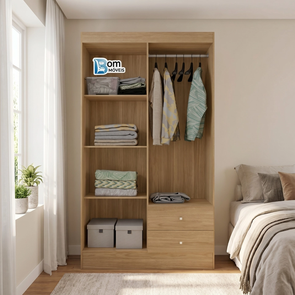 Guarda Roupa Versa 4 Portas 2 Gavetas - Alt.: 182cm - Larg.: 102cm - Prof.: 46cm - 6