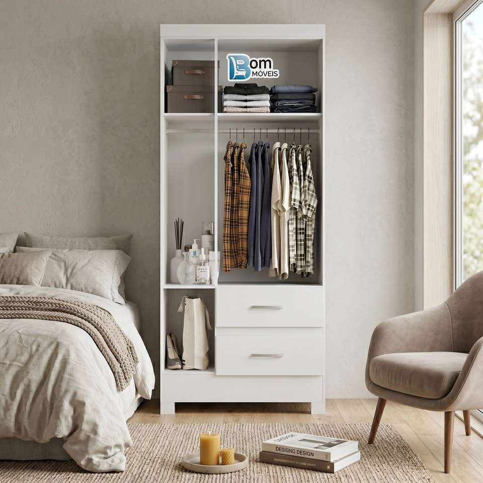 Guarda Roupa Izis 3 Portas E 2 Gavetas - Alt.: 175cm Larg.: 70cm; - Prof.: 38cm. - 8