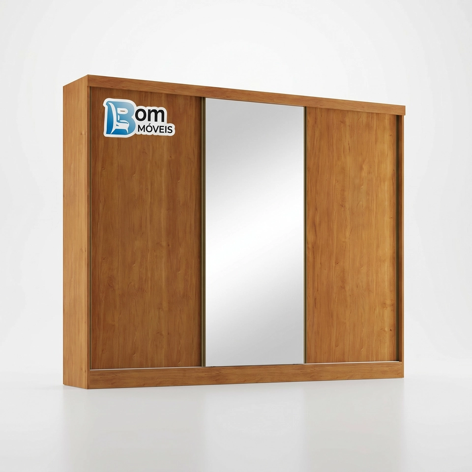 Guarda Roupa Toronto 3 Portas Deslizantes Espelho Inteiro Na Porta - Alt.: 230cm - Larg.: 240cm - Prof.: 56cm.  - 3