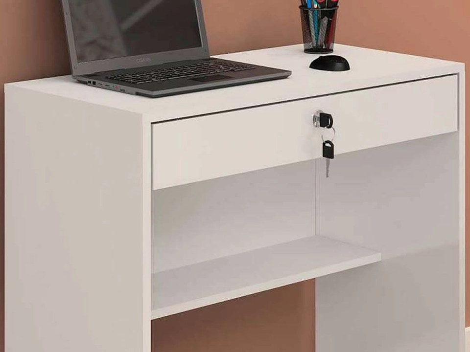 Mesa para Notebook Andorinha 1 Gaveta C/ Chave Andorinha 1 Prateleira Inferior - Alt.: 74cm Larg.: 72cm Prof.: 38cm. - 4