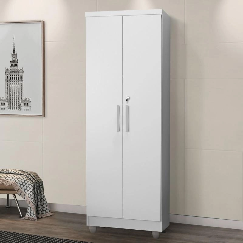 Multiuso Isabela 2 Portas C/ Chave 5 Prateleiras 4 Pés PVC Puxadores Metálicos - Alt.: 188cm Larg.: 55cm Prof.: 35cm. - 7