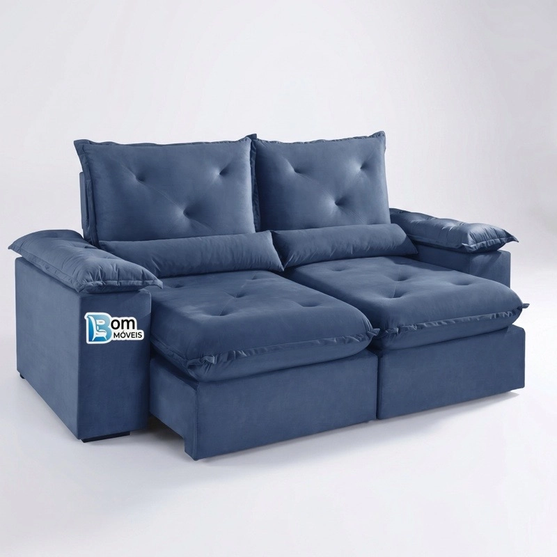 Sofá Retratil e Reclinavel De 2 Metros Xangai C/ Pillow Top De Mola Espuma D28 E Encosto de Silicone  - 7