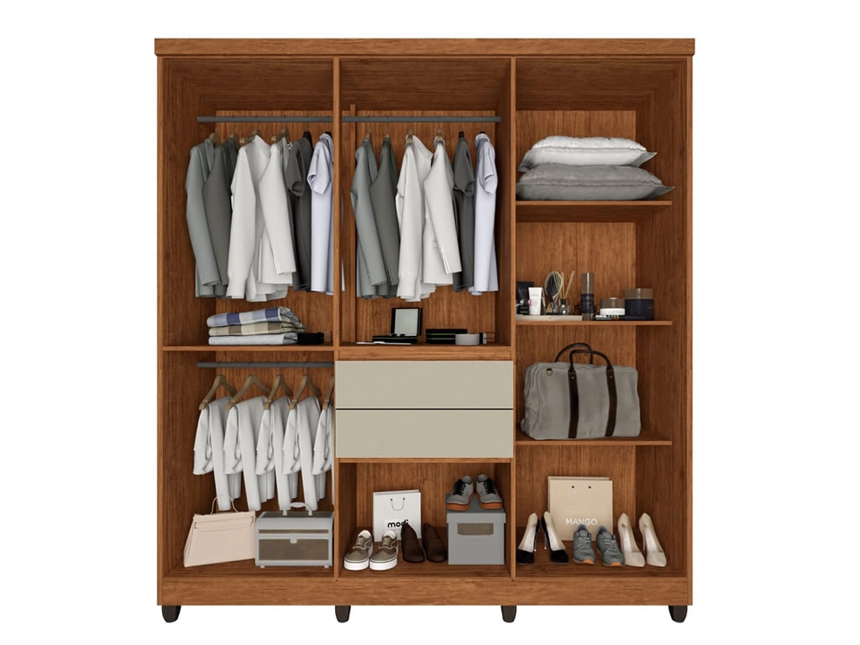 Guarda Roupa Master 8 Portas C/ Sapateria 2 Gavetas Puxadores MDF 8 Pés - Alt.: 216cm Larg.: 183cm Prof.: 42cm. - 4