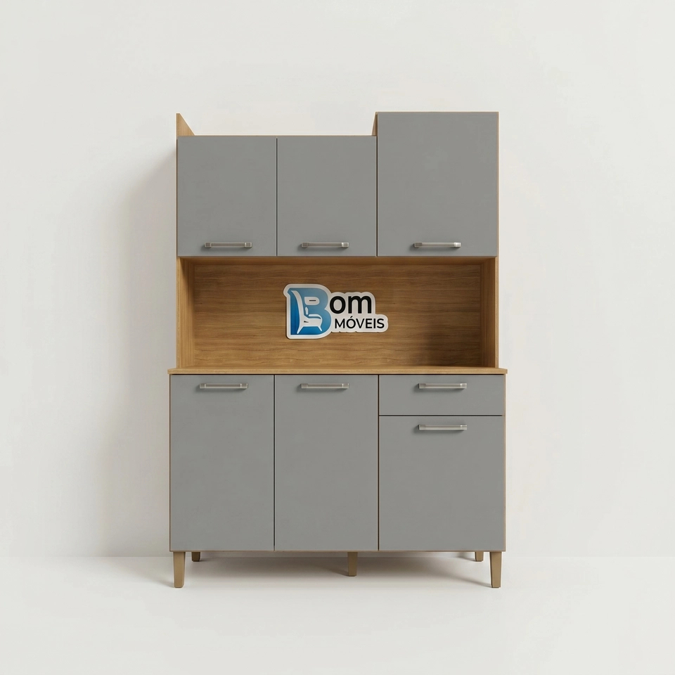 Cozinha Compacta Gênova 6 Portas 1 Gaveta 5 Pés - Alt.: 175cm Larg.: 121cm Prof.: 36cm. - 5