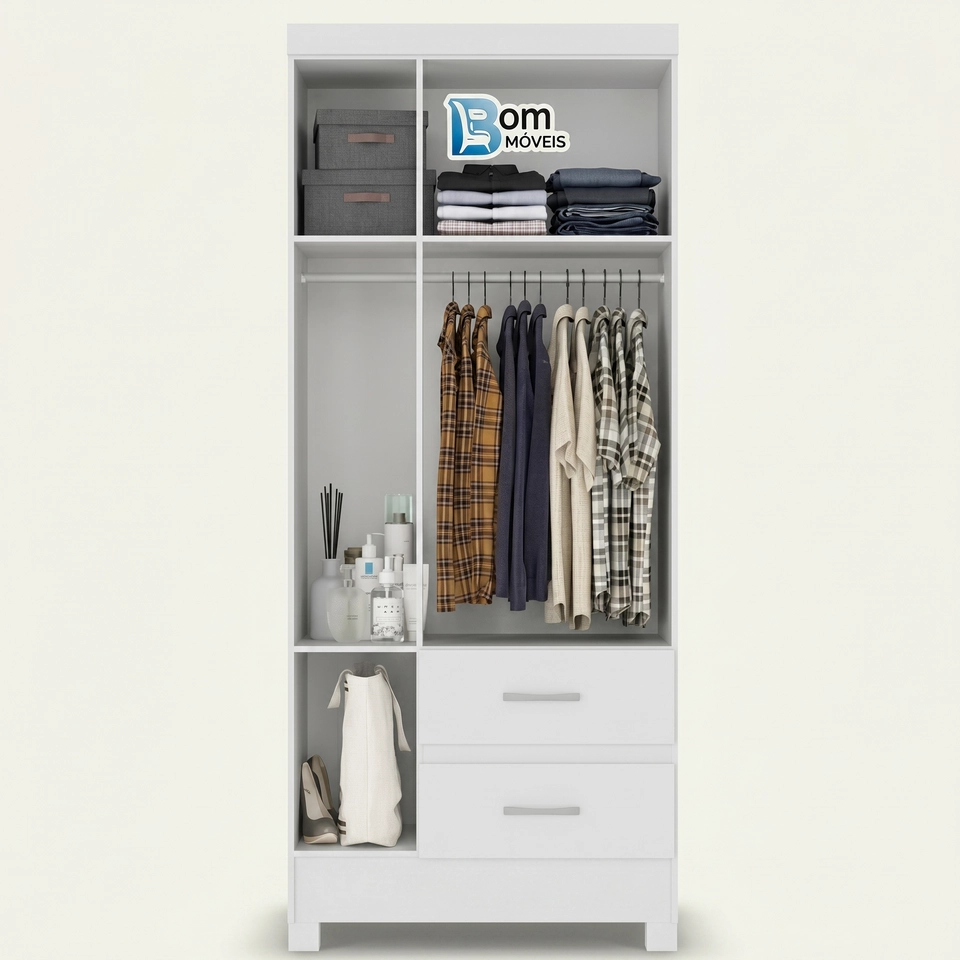 Guarda Roupa Izis 3 Portas E 2 Gavetas - Alt.: 175cm Larg.: 70cm; - Prof.: 38cm. - 6