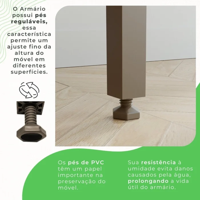 Cozinha Compacta Sofia 4 Portas 2 Gavetas Puxadores Mdf Pés Reguláveis - Alt.: 190cm Larg.: 115cm Prof.: 36cm. - 6