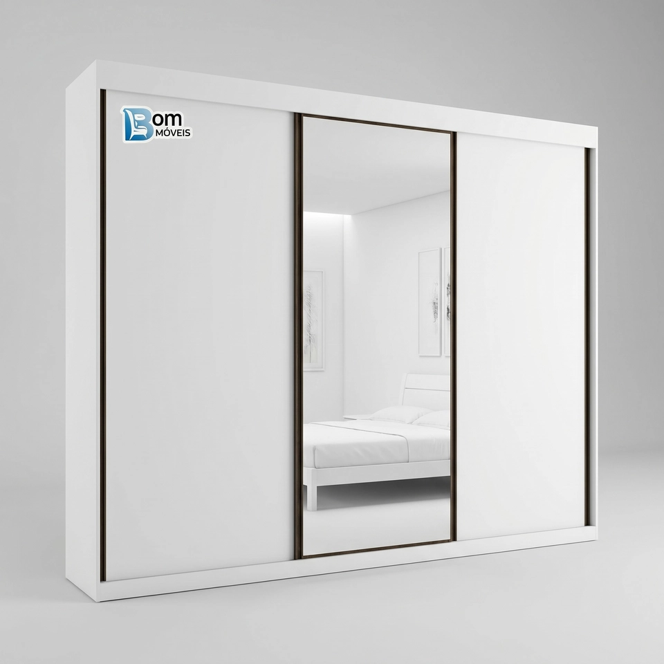 Guarda Roupa Toronto 3 Portas Deslizantes Espelho Inteiro Na Porta - Alt.: 230cm - Larg.: 240cm - Prof.: 56cm.  - 6