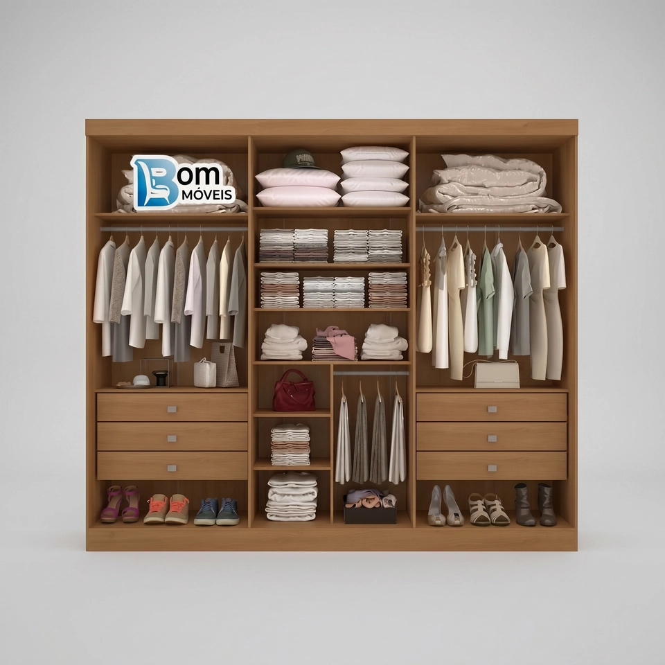 Guarda Roupa Da Vinci 6 Portas 6 Gavetas Puxadores De Mdf - Alt.: 230cm - Larg.: 275cm - Prof.: 57cm. - 2