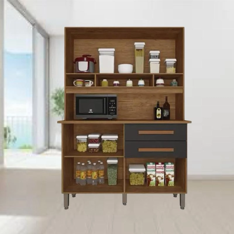 Cozinha Compacta Sofia 4 Portas 2 Gavetas Puxadores Mdf Pés Reguláveis - Alt.: 190cm Larg.: 115cm Prof.: 36cm. - 5