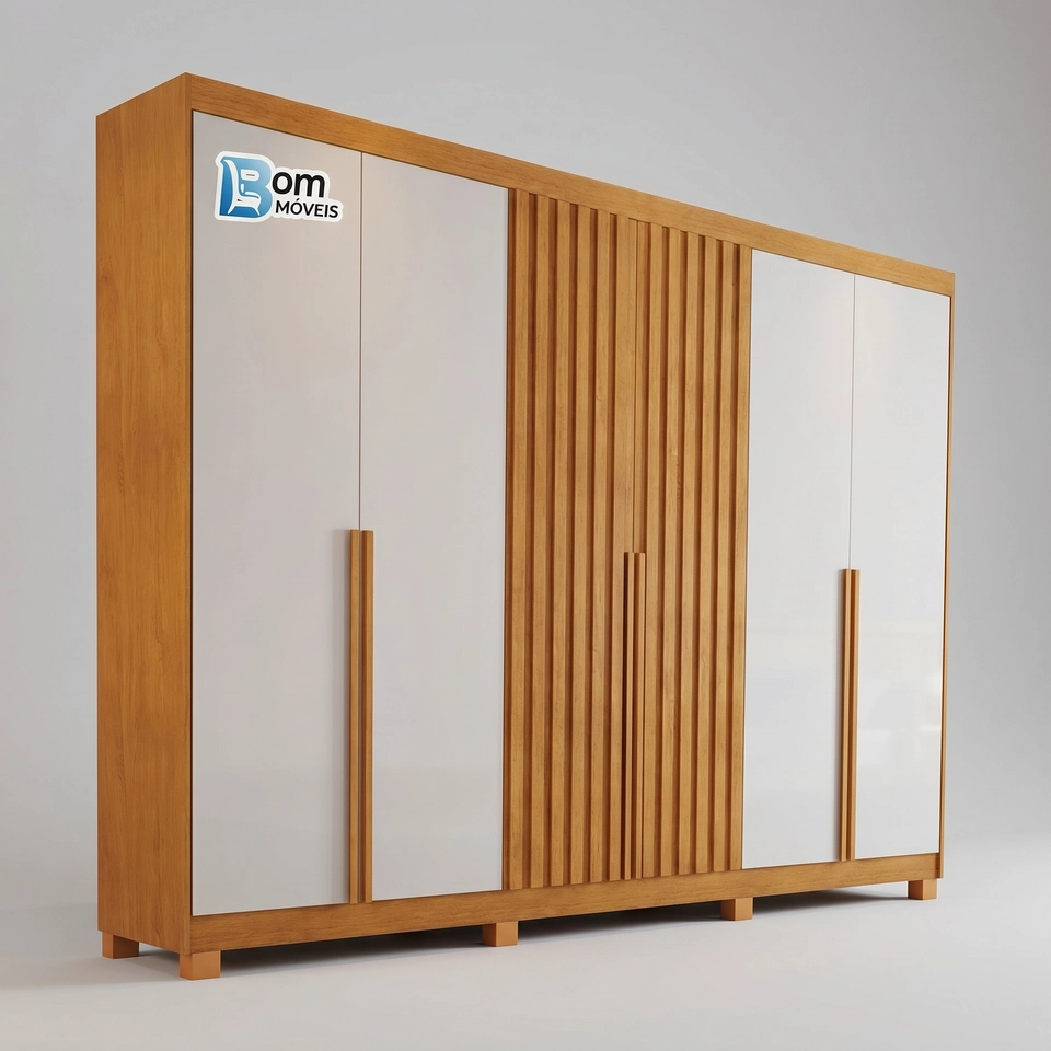 Guarda Roupa Siena C/ 6 Portas 6 Gavetas Internas 2 Portas Ripadas - Alt.: 230cm - Larg.: 270cm - Prof.: 56cm.