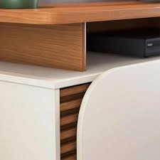 Home Theater Jurerê Tv Até 65 Polegadas 2 Portas Ripado Na Lateral Inferior Prateleira Superior Lateral Frisada 6 Pés - Alt.: 187cm Larg.: 152cm Prof.: 41cm. - 3