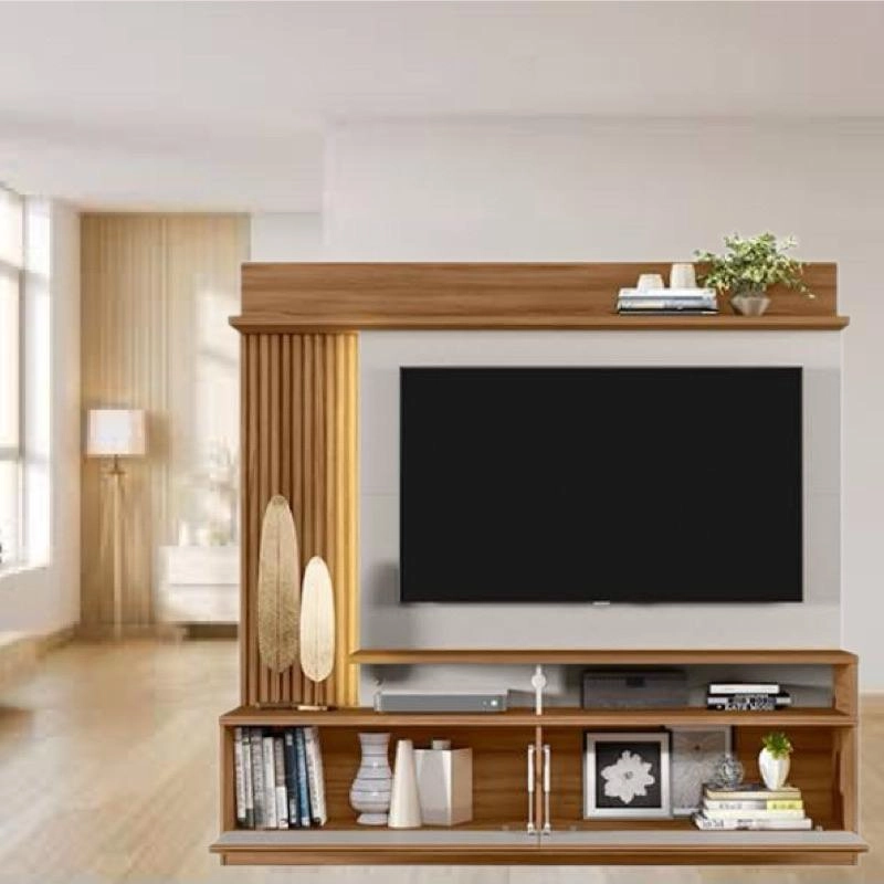 Home Nt 1295 P/ Tv De Até 60 Polegadas Com Led 2 Portas Puxadores Em Cava Prateleira Superior E Inferior - Alt.: 179cm Larg.: 183cm Prof.: 42,6cm. - 2