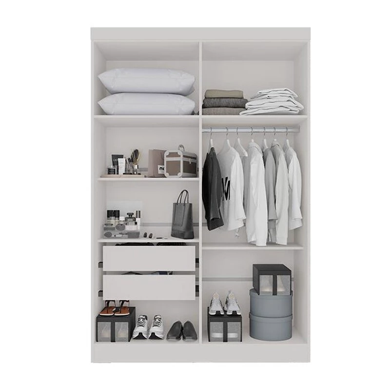 Guarda Roupa Recife 4 Portas 2 Gavetas Internas Puxadores Mdf 6 Pés - Alt.: 205cm Larg.: 121cm Prof.: 47cm. - 6