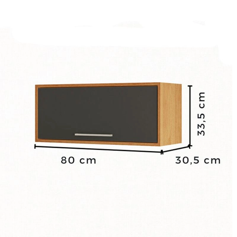 Armário Aéreo De Geladeira Paris 1 Porta Basculante Puxador Metálico - Alt.: 34cm Larg.: 80cm Prof.: 31cm. - 7