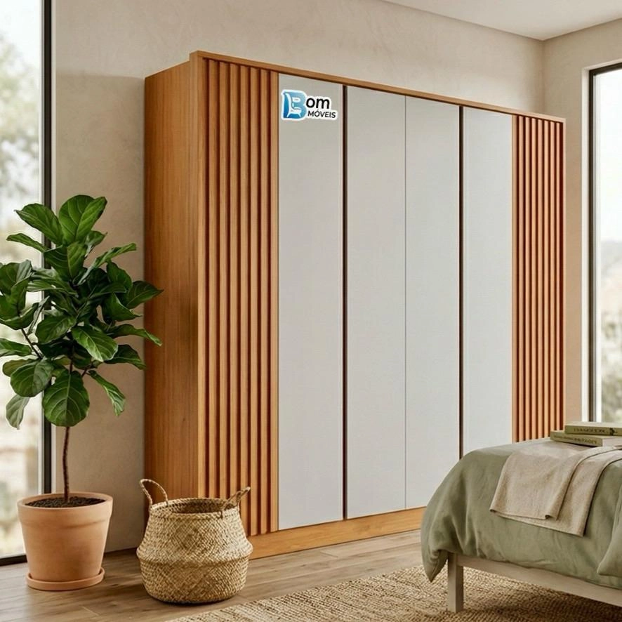 Guarda Roupa Barcelona 6 Portas 2 Ripadas 6 Gavetas Internas 12 Prateleiras -  - 3