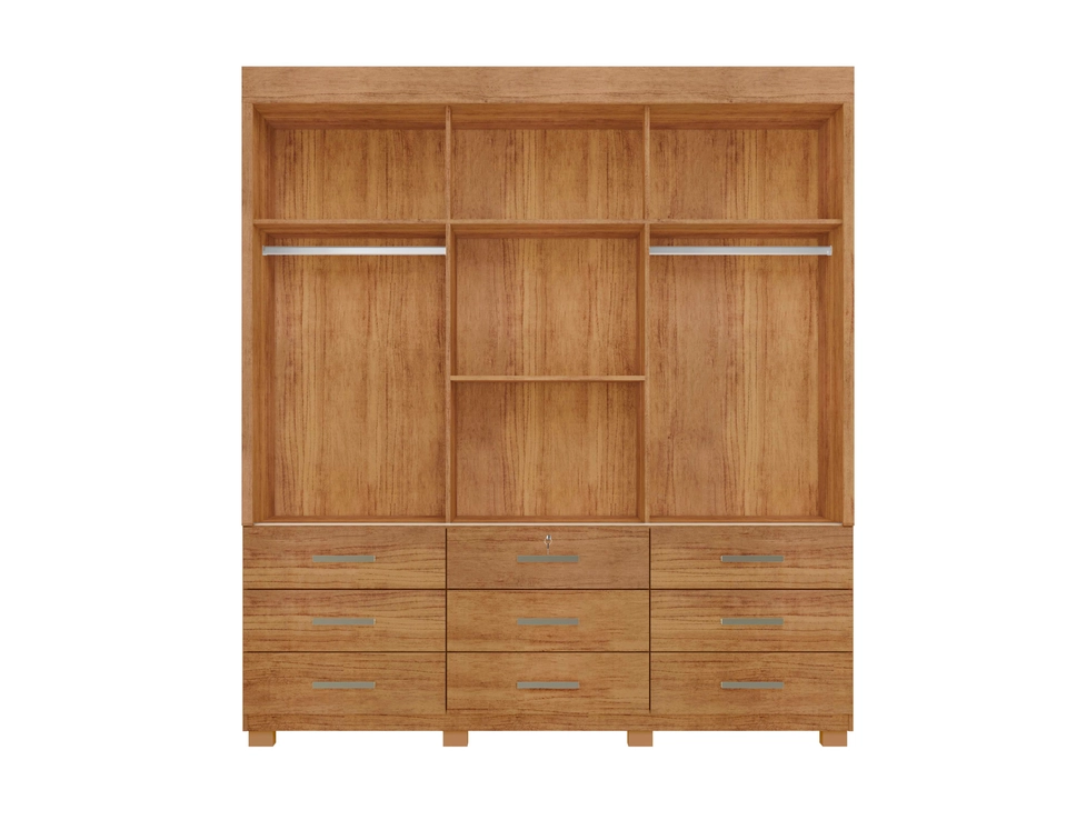 Guarda Roupa Itapema C/ Espelho Central 3 Portas Deslizantes 9 Gavetas 1 C/ Chave 8 Pés - Alt.: 220cm Larg.: 202cm Prof.: 46cm. - 3