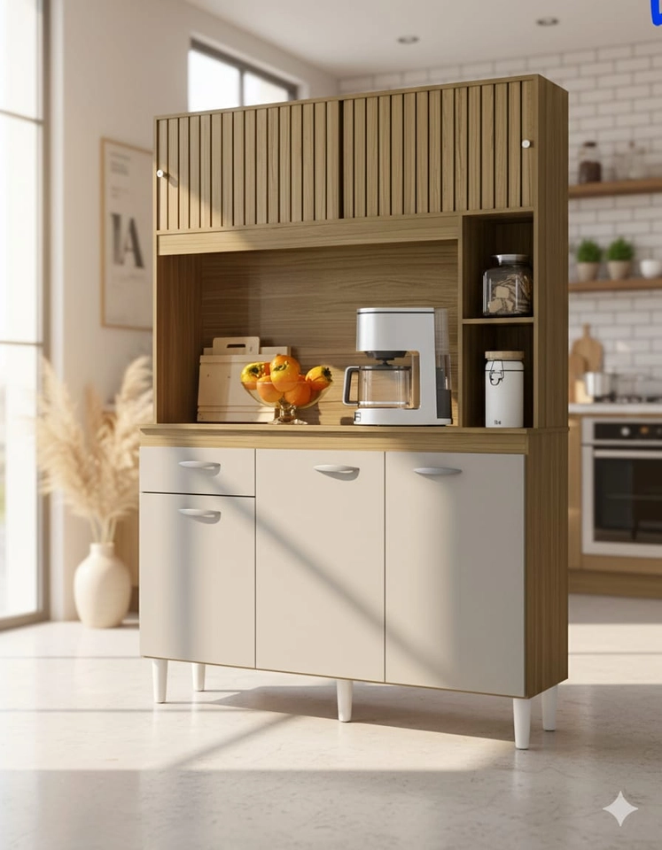 Cozinha Compacta Duda C/ 5 Portas Sendo 2 Superiores Deslizantes 1 Gaveta E 5 Pés - Alt.: 172cm Larg.: 120cm  Prof.: 35cm. - 2