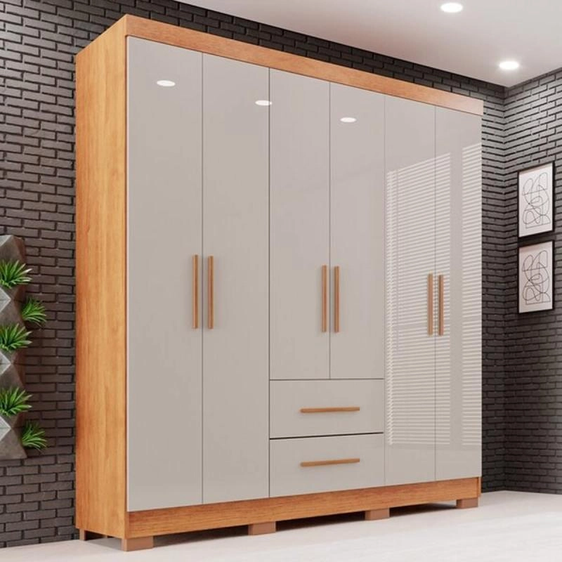 Guarda Roupa Estrela Premium 6 Portas 2 Gavetas Puxadores Mdf 8 Pés Pvc - Alt.: 180cm Larg.: 150cm Prof.: 40cm. - 2