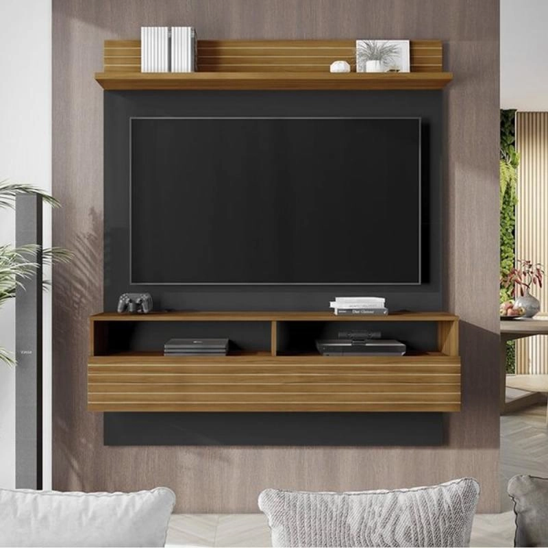 Painel Nt 1165 P/ Tv De Até 55 Polegadas C/ Nicho De 1 Porta Báscula 4 Divisões 1 Prateleira superior - Alt.: 162cm Larg.: 136cm Prof.: 29cm.