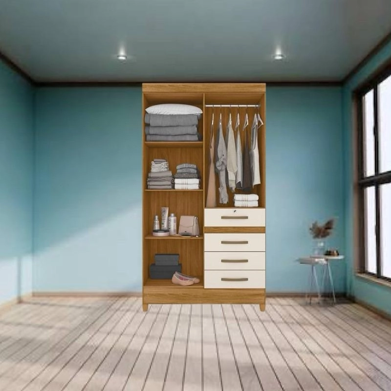 Guarda Roupa Solteiro Sobral 4 Portas, 4 Gavetas 1 C/ Chave - Alt.: 204cm Larg.: 110cm Prof.: 47cm. - 2