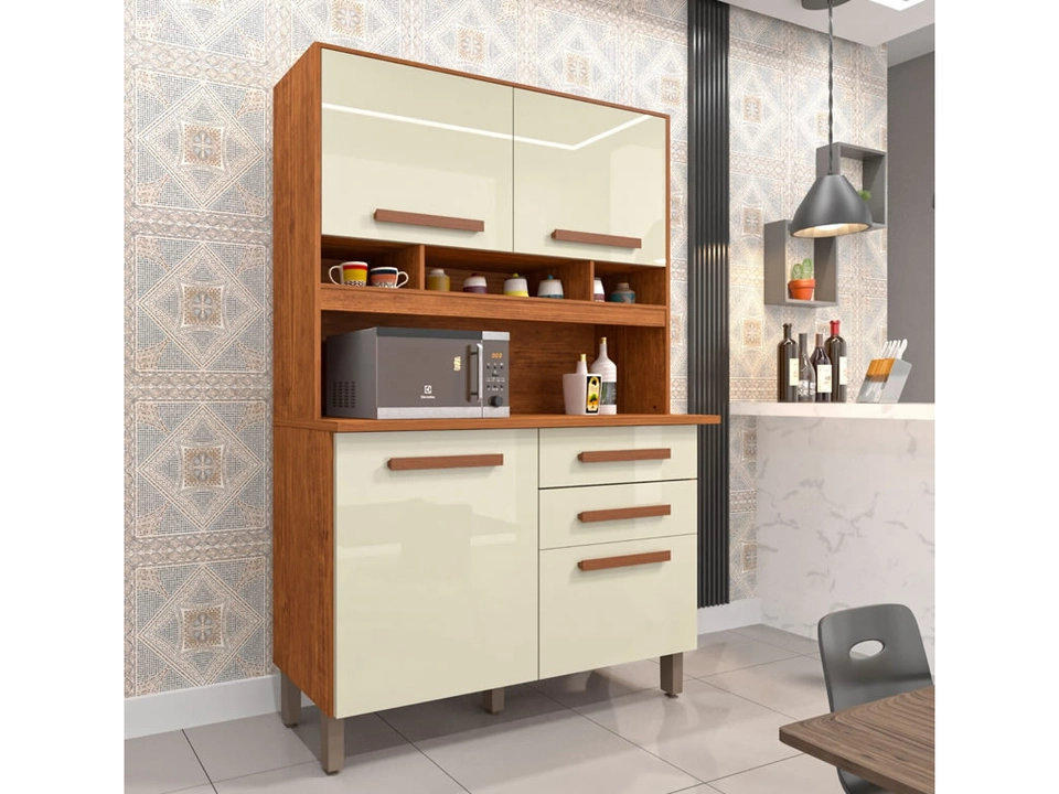 Cozinha Compacta Sofia 4 Portas 2 Gavetas Puxadores Mdf Pés Reguláveis - Alt.: 190cm Larg.: 115cm Prof.: 36cm. - 2