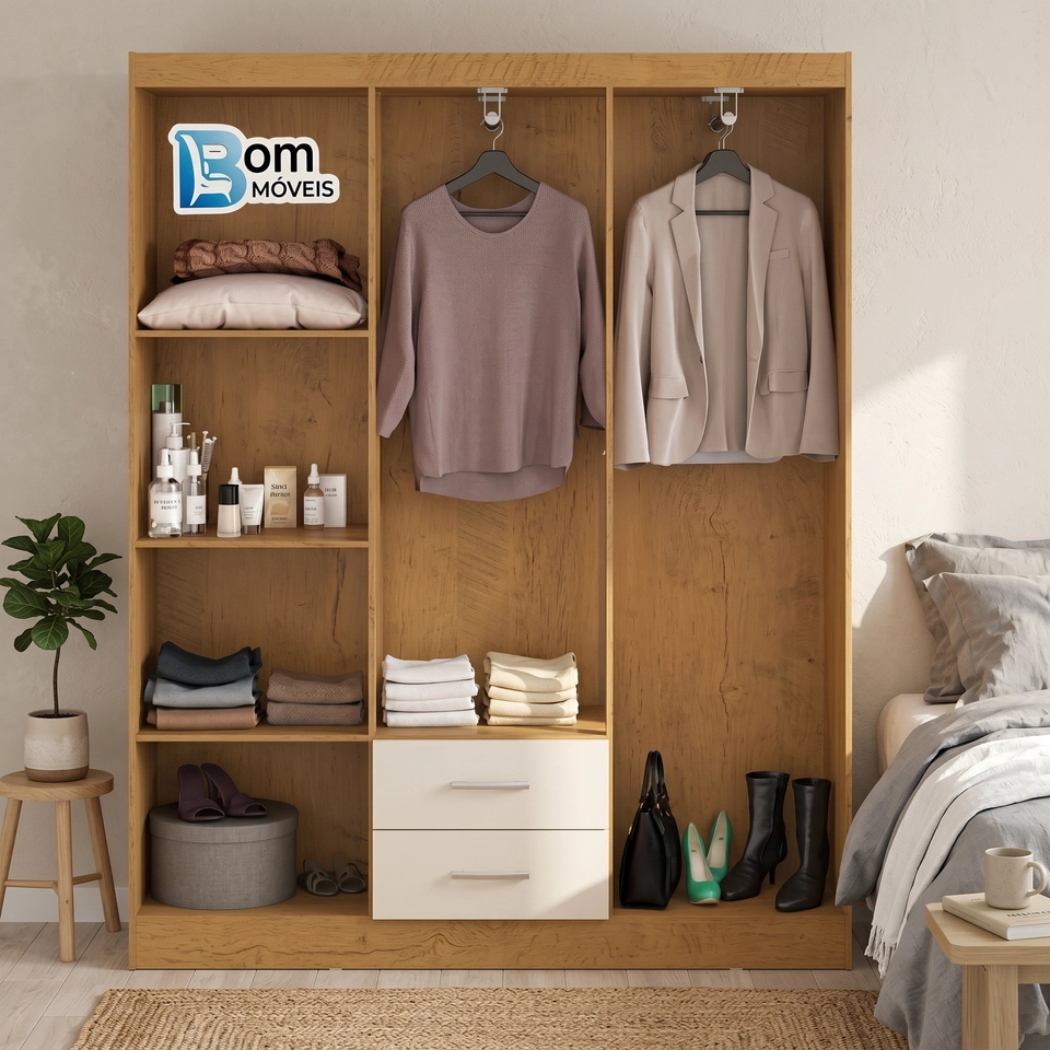 Guarda Roupa Roma 6 Portas 2 Gavetas - Alt.:175cm Larg.: 138cm Prof.:38cm. - 4