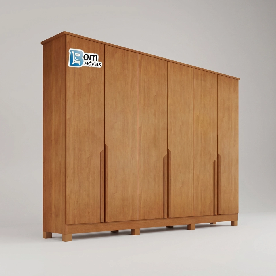 Guarda Roupa Bianca 6 Portas 6 Gavetas Internas Puxadores De Mdf 8 Pés - Alt.: 220cm - Larg.: 230cm - Prof.: 47cm. - 3