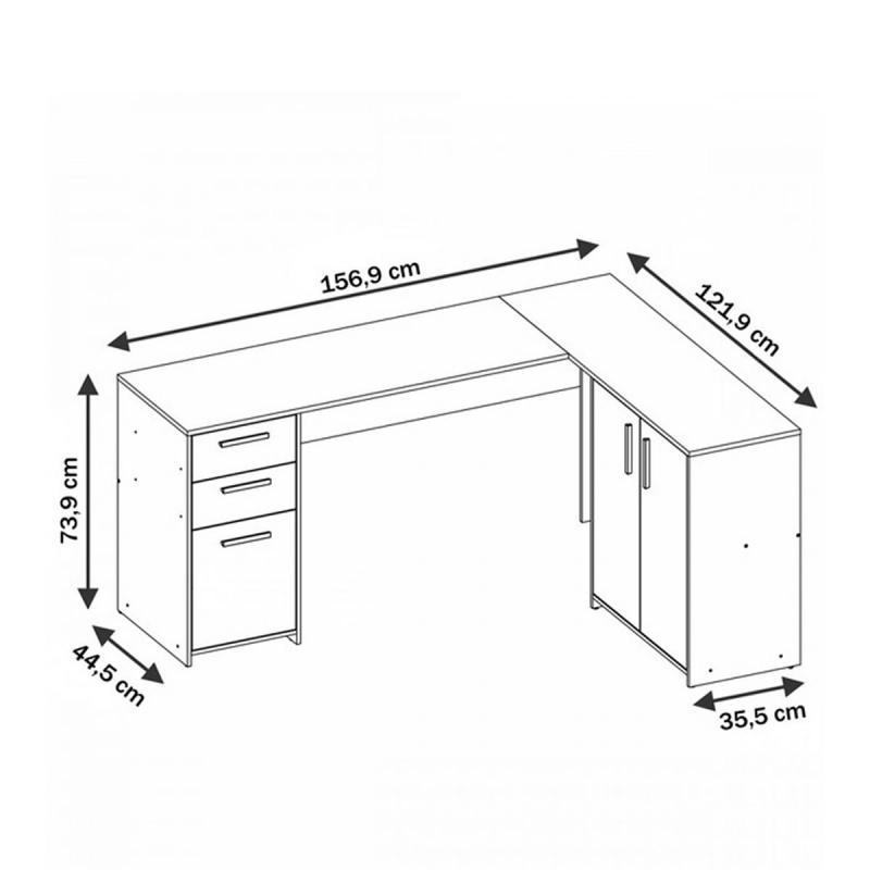 Mesa De Escritório NT 2005 Em L 2 Gavetas 3 Portas Puxadores Metálicos - Alt.: 47cm Larg.: 120cm Prof.: 45/36cm. - 4