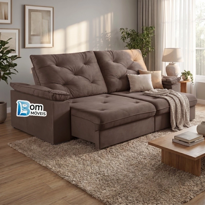 Sofá Retratil E Reclinável 2,30 Metros Venezuela Espuma D28 Soft C/ Pillow Top  - 6