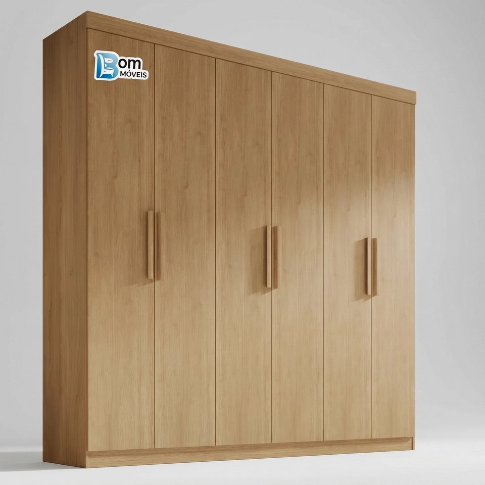Guarda Roupa Colibri 6 Portas E 6 Gavetas Cabideiros De Alumínio E Puxadores De Mdf - Alt.: 218cm - Larg.: 206cm - Prof.: 48cm. - 4