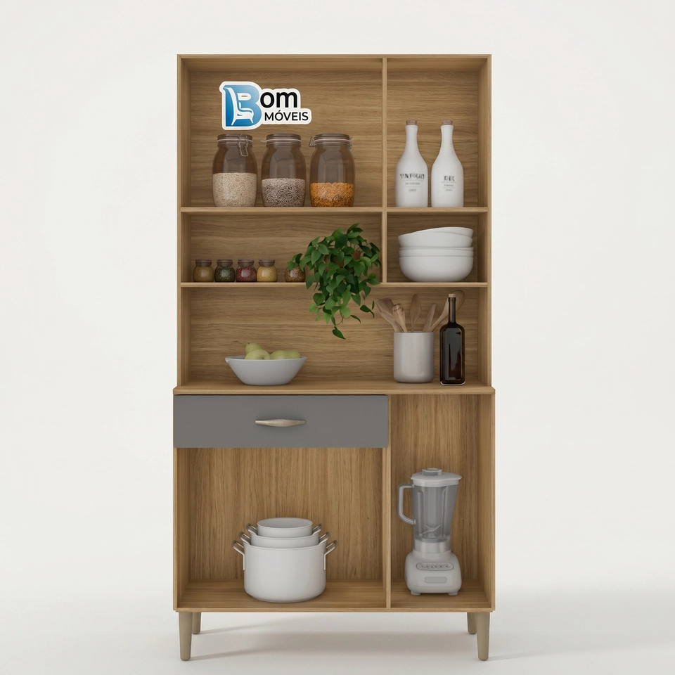 Cozinha Compacta Apolo 6 Portas 1 Gaveta 6 Divisões Internas - Alt.: 173cm Larg.: 90cm Prof.: 36cm. - 6