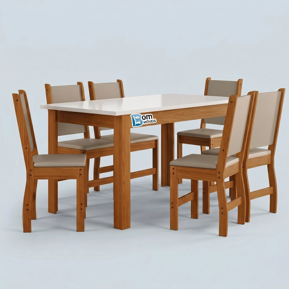 Conjunto De Mesa Bellagio C/ 6 Cadeiras - Larg.: 150cm Prof.: 80cm.