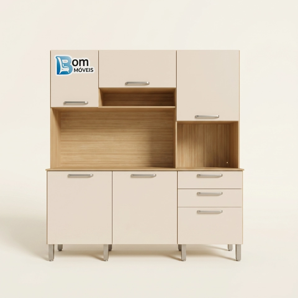 Cozinha Compacta Ferrara 6 Portas 2 Gavetas 4 Prateleiras 8 Pés Reguláveis - Alt.: 197cm Larg.: 180cm Prof.: 38cm. - 5